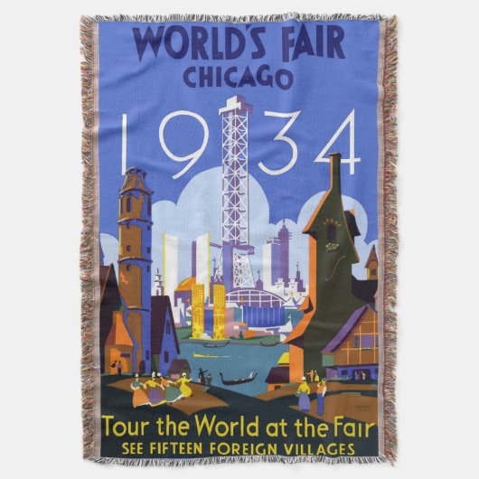 Het  Art Deco Chicago 1934 World's Fair Poster Deken (Voorkant Verticaal)