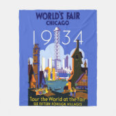 Het  Art Deco Chicago 1934 World's Fair Poster Fleece Deken (Voorkant)