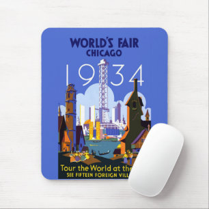 Het Art Deco Chicago 1934 World's Fair Poster Muismat