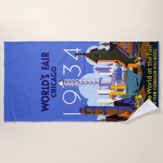 Het Art Deco Chicago 1934 World's Fair Poster Strandlaken (Voorkant)