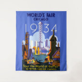 Het  Art Deco Chicago 1934 World's Fair Poster Wandkleed (Voorkant)