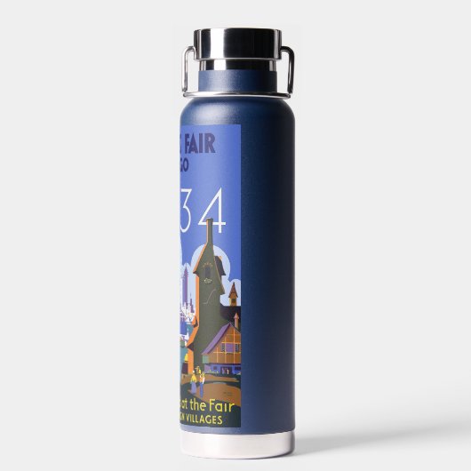 Het Art Deco Chicago 1934 World's Fair Poster Waterfles (Achterkant)