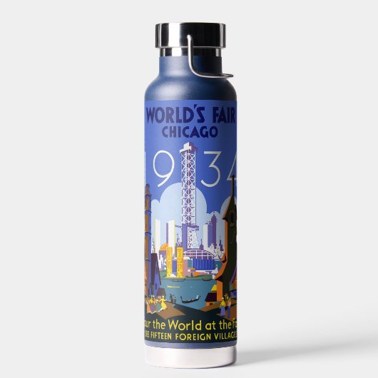 Het Art Deco Chicago 1934 World's Fair Poster Waterfles (Links)