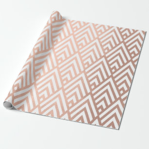 Het art deco nam de Gouden Witte StammenMeetkunde Cadeaupapier