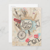 Het Art. van de Krabbel van de Stad van Londen Briefkaart (Voorkant / Achterkant)