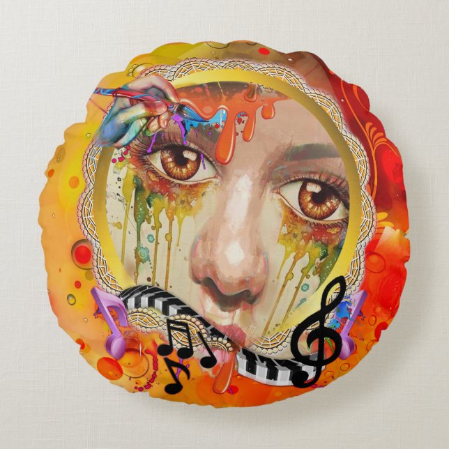 Het artistieke pallet rond kussen (Voorkant)