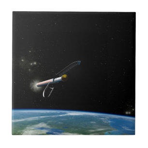 Het Atlas V541 lanceervoertuig in een baan om de a Tegeltje