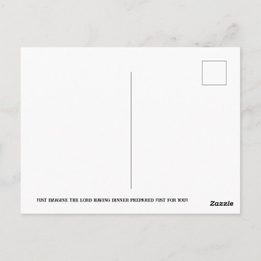 Het avondeten is klaar van de Heer Briefkaart (Achterkant)