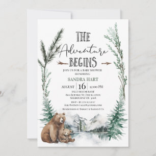 Het avontuur begint Beer Wilderness Baby shower Kaart