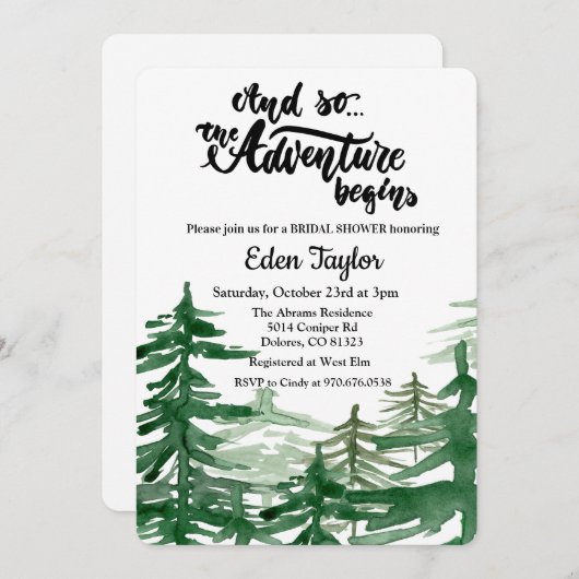 Het avontuur begint Bridal Uitnodiging (Voorkant / Achterkant)