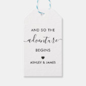 Het avontuur begint, bruiloft welkom Label, Kraft Cadeaulabel (Voorkant)