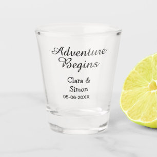 Het avontuur begint huwelijksduo naam datsimple shot glas