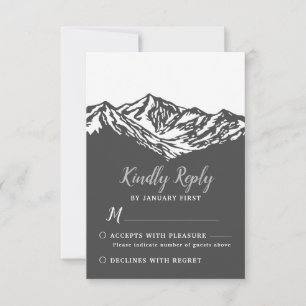 Het avontuur begint met mountain Wedding Gray RSVP Kaartje