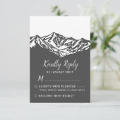 Het avontuur begint met mountain Wedding Gray RSVP Kaartje (Staand voorkant)