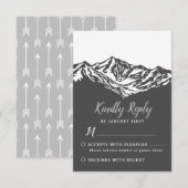 Het avontuur begint met mountain Wedding Gray RSVP Kaartje (Voorkant / Achterkant)