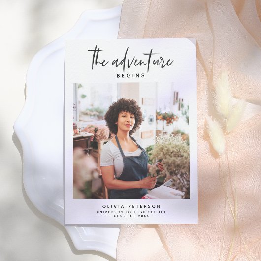 Het avontuur begint Modern Afstuderen van de Foto Kaart