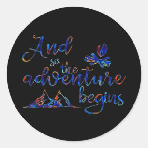 Het avontuur begint ronde sticker