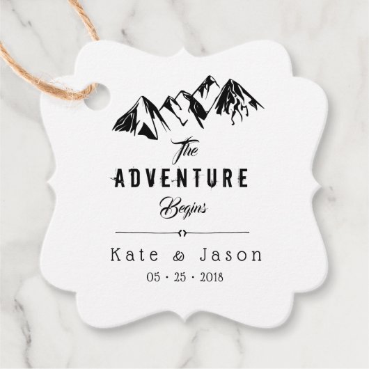 Het avontuur begint rustieke bruiloft bedankjes labels (Voorkant)