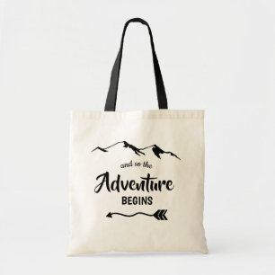 Het avontuur begint Trendy Black en White Tote Bag