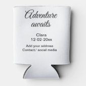 Het avontuur begint voeg naam toe datum jaar plaat blikjeskoeler (Voorkant)