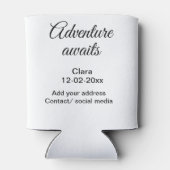 Het avontuur begint voeg naam toe datum jaar plaat blikjeskoeler (Achterkant)