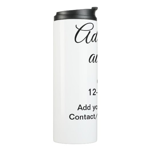 Het avontuur begint voeg naam toe datum jaar plaat thermosbeker (Gedraaid links)