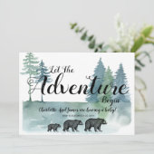 Het avontuur begint Waterverf Beren Baby shower Aankondiging (Staand voorkant)