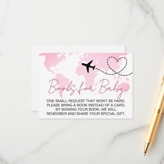 Het avontuur wacht de Boeken van het Baby shower v Informatiekaartje (Voorkant / Achterkant in situ)