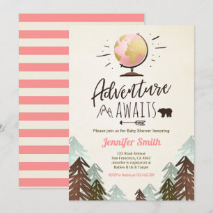 Het avontuur wacht op Baby shower nodigt meisje u Kaart