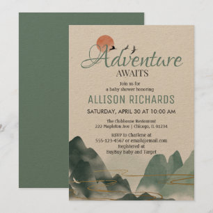 Het avontuur wacht op het baby shower voor reizen  kaart
