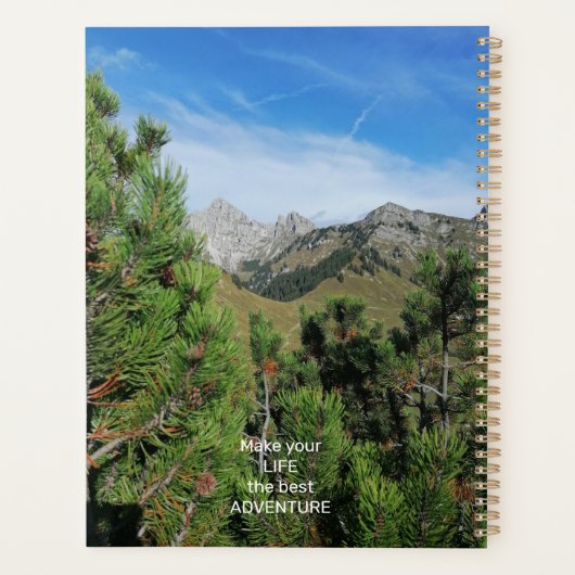 Het avontuur wacht op het berglandschap planner (Achterkant)