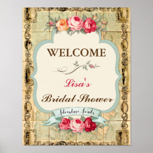 Het avontuur wacht Rozen van de Wereldkaart af Poster