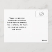 Het baby dankt u de Roze Gestreepte Druk van het Briefkaart (Achterkant)