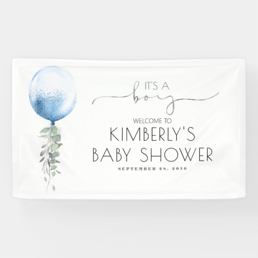 Het Baby shower Banner van een Boy Silver Blue (Horizontaal)