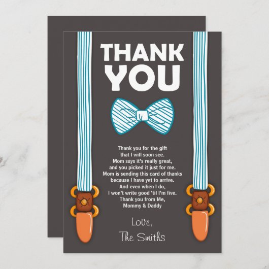 Het baby shower dankt u kaardt Weinig Man Bedankkaart (Voorkant / Achterkant)