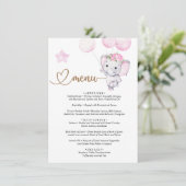 Het Baby shower Elephant & Flower van het menu-mei Informatiekaartje (Staand voorkant)