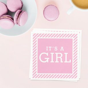 Het Baby shower 'Girl Modern Light Roze Stripes' Servetten