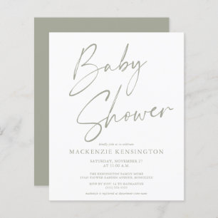 Het Baby shower Olive Green Script van de Begrotin