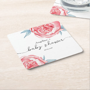 Het Baby shower papier Onderzetter pioenrozen