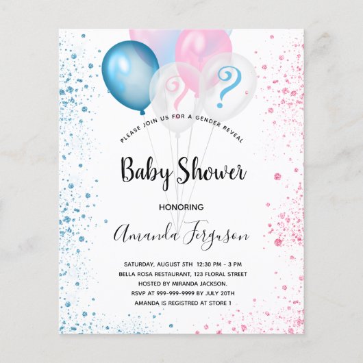Het baby shower van de begroting onthult de glitte (Voorkant)