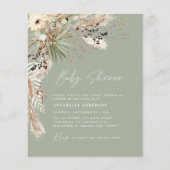 Het baby shower van de begroting pampas moderne gr flyer (Voorkant)