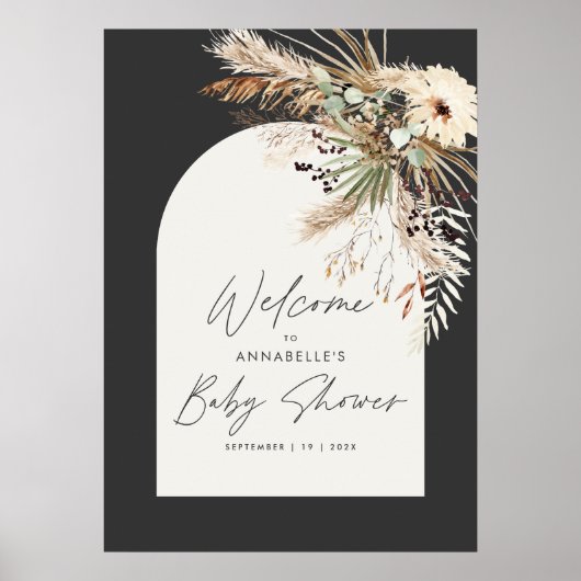 Het baby shower van de begroting pampas zwarte mod poster (Voorkant)