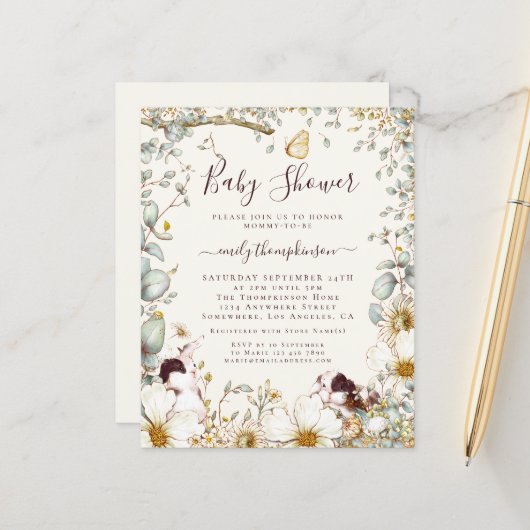 Het  Baby shower van de Bunnies van de begroting n (Voorkant / Achterkant in situ)