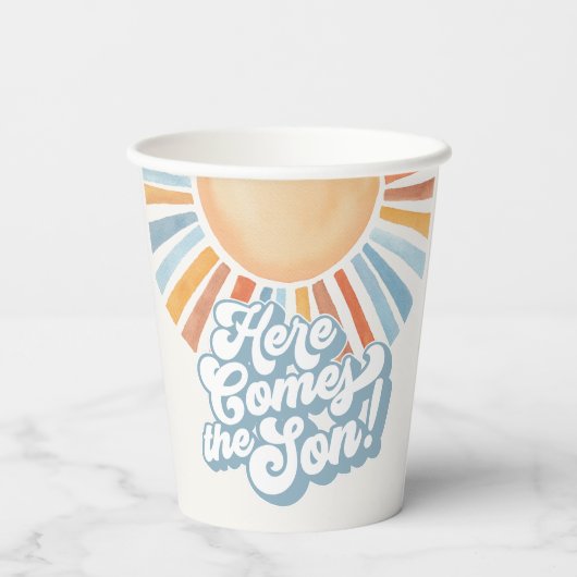 Het Baby shower van de Son Sunshine Boy Papieren Bekers (Achterkant)
