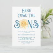 Het Baby shower van de Sons Twin Boy Kaart (Staand voorkant)