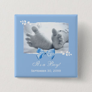 Het Baby shower van een jongen Elegant Birth konin Vierkante Button 5,1 Cm