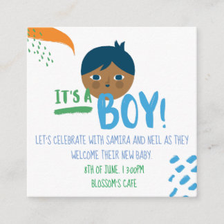 Het baby shower van een jongen onthult informatiekaartje