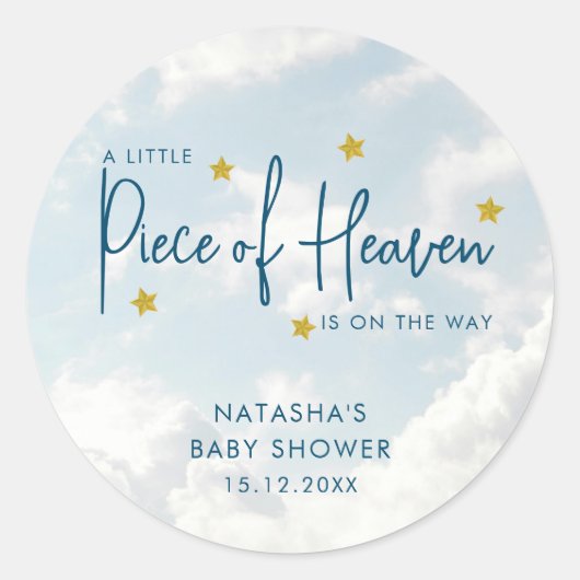 Het Baby shower van Heaven Blue Clouds Ronde Sticker (Voorkant)