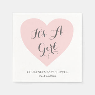 Het Baby shower van het Girl Cute Pastel Pink Hear Servet