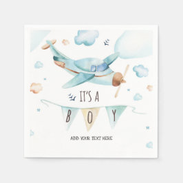 Het Baby shower van het vliegtuig Napkins - Het is Servet